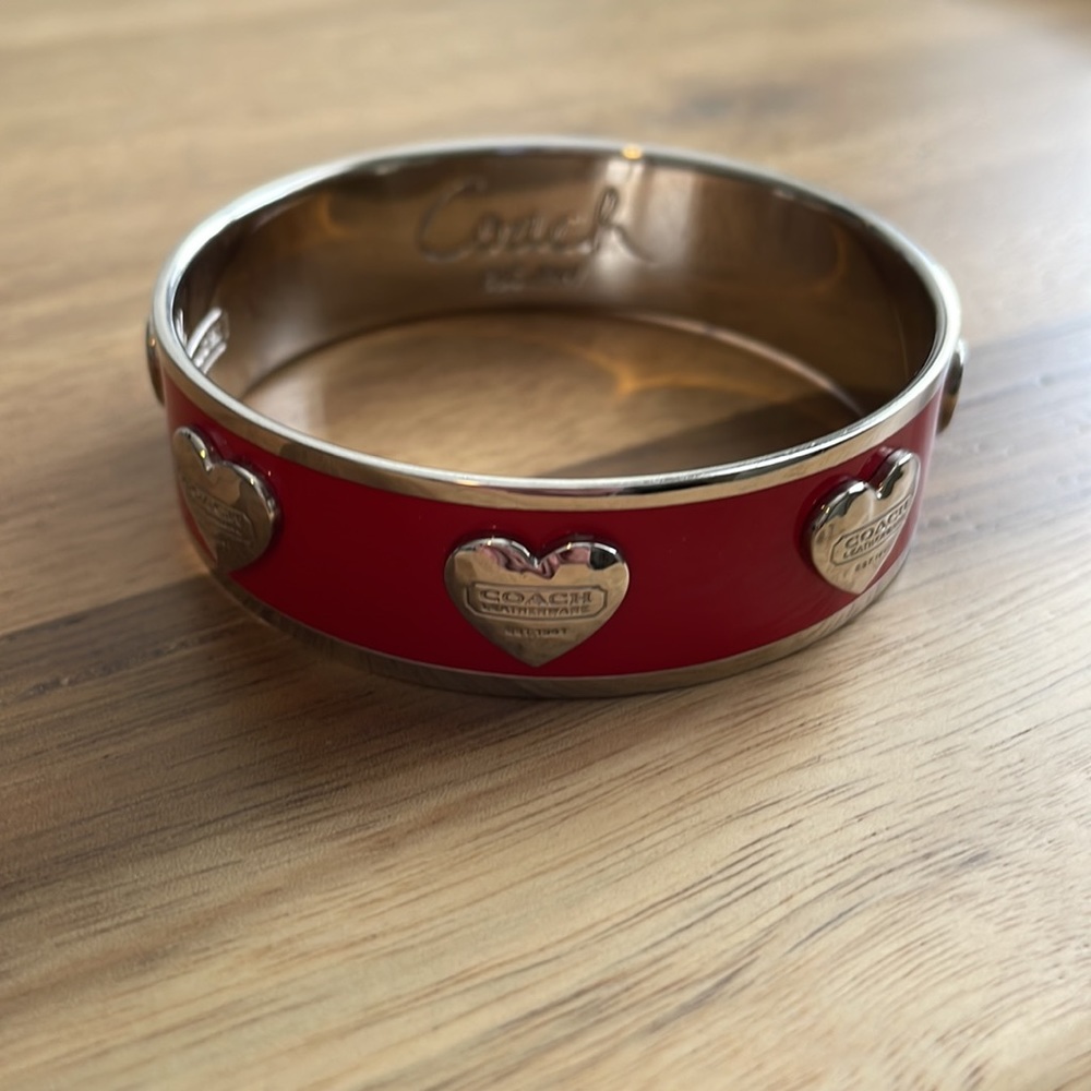 Authentic Coach bangle red with silver hearts ECU